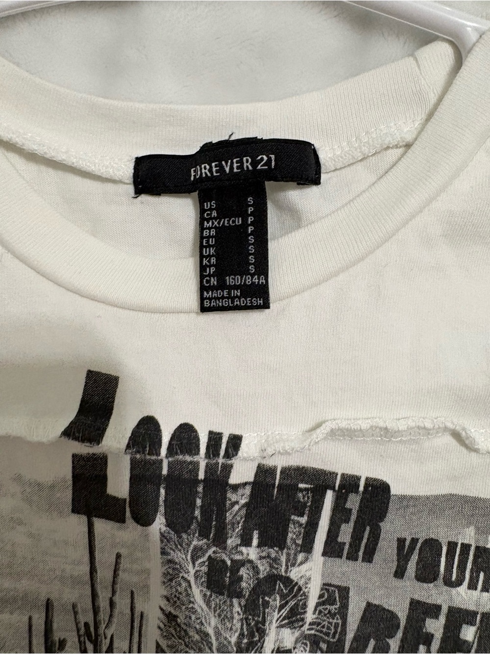 Forever 21 White Graphic Cropped Tank with Black Print - Picture 3 of 3